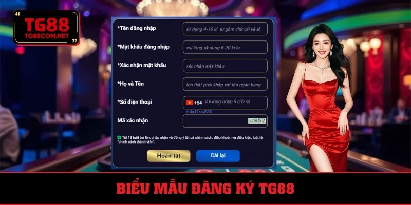 Đăng ký TG88 với biểu mẫu đơn giản